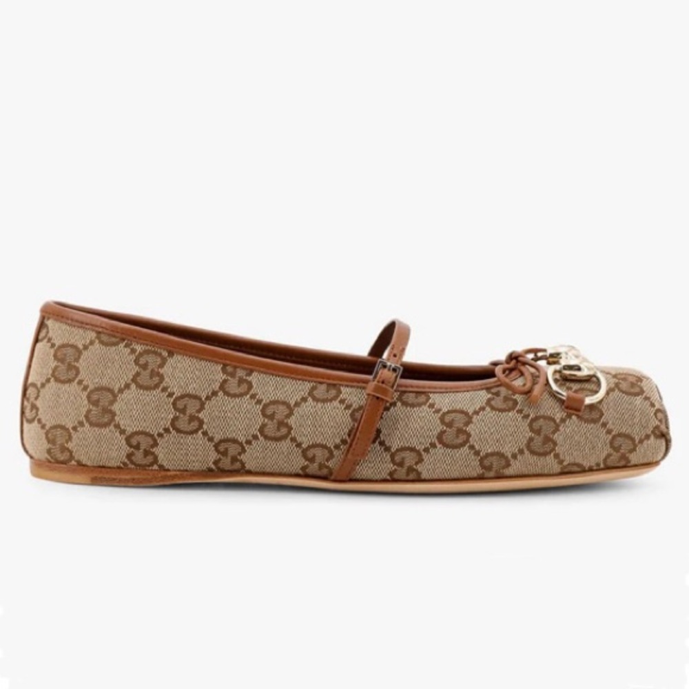 GUCCI horsebit GG logo supreme leather ballerina ballet flats - Picture 1 of 5